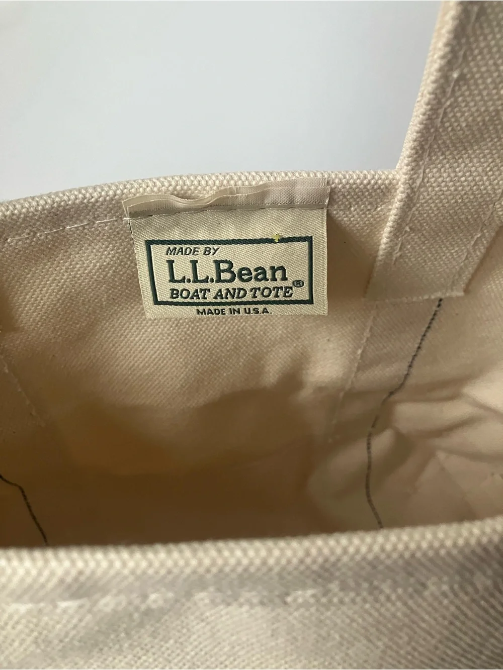 L.L. Bean Solid Natural Boat and Tote Bag Mini Size Cursive P Monogram USA NWOT